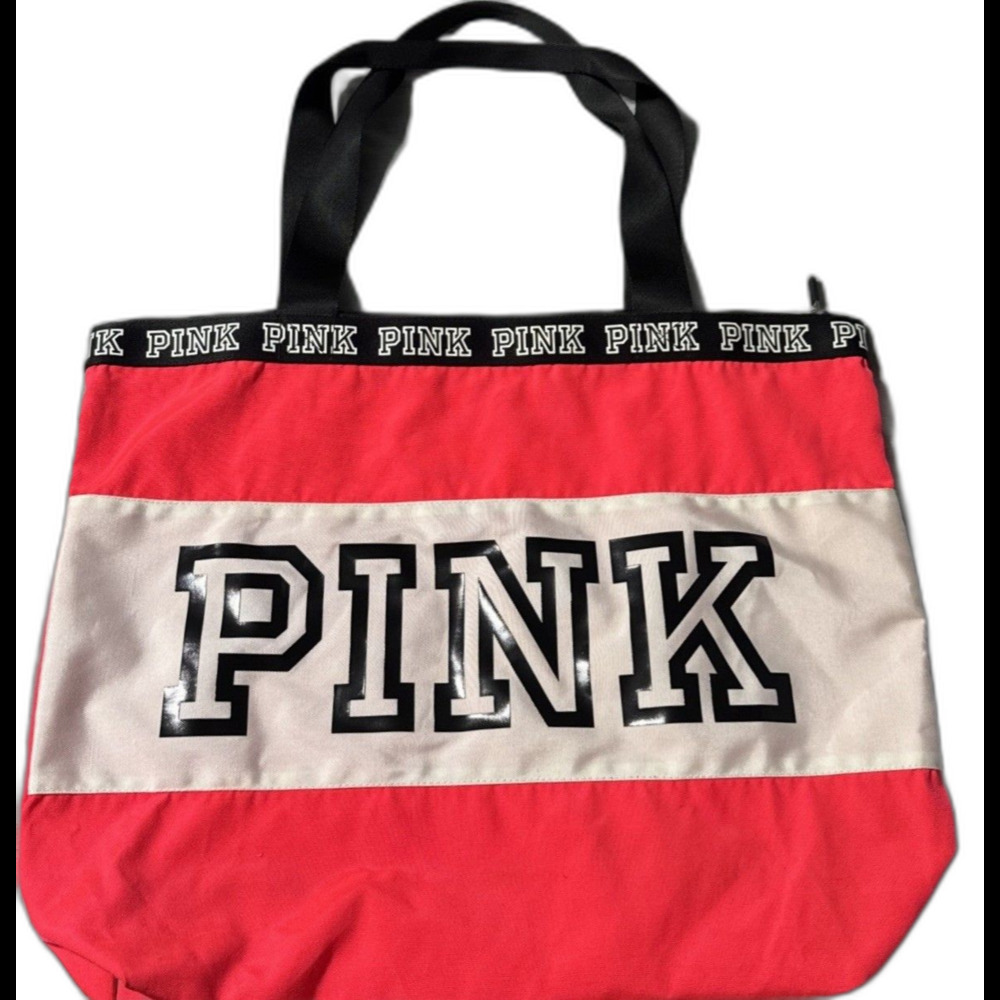 VICTORIA'S SECRET PINK Logo Tote Shoulder Weekender NWOT Vacation Travel Beach